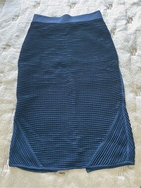 bebe Navy Ribbed Pencil Skirt